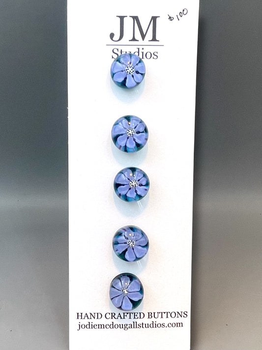 Blue Flower Button Set 15mm