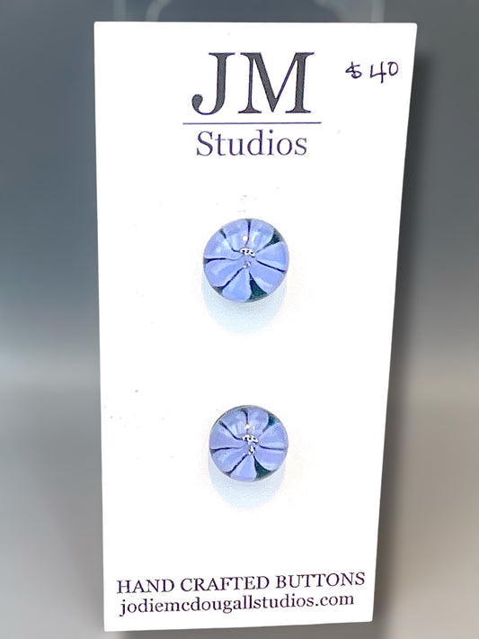 Blue Flower Button Set 15mm
