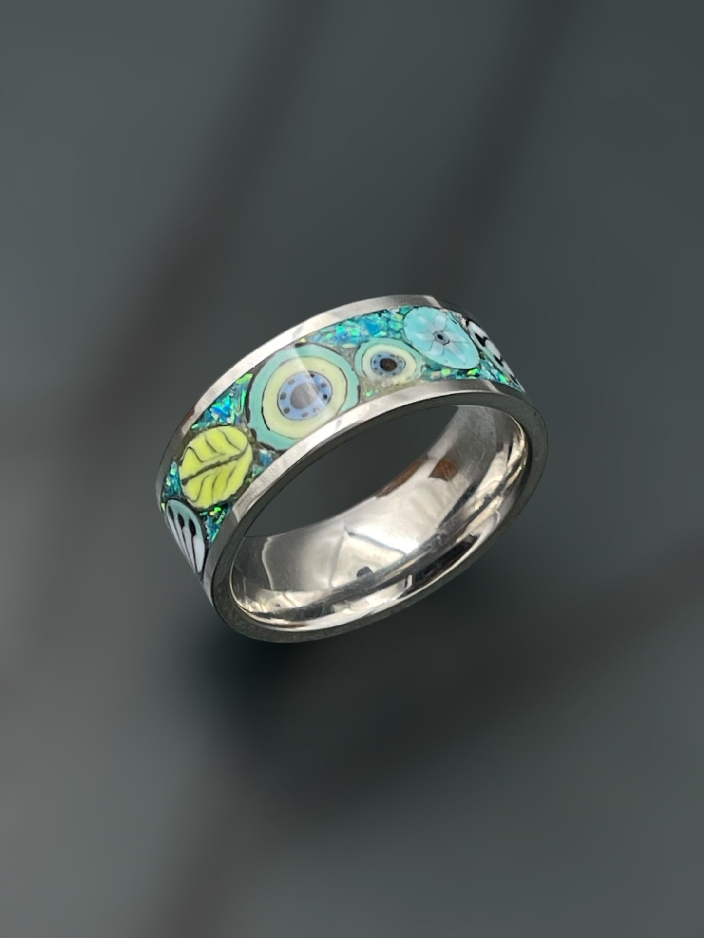 Caribbean Mosaic Murrine Inlay Ring 9