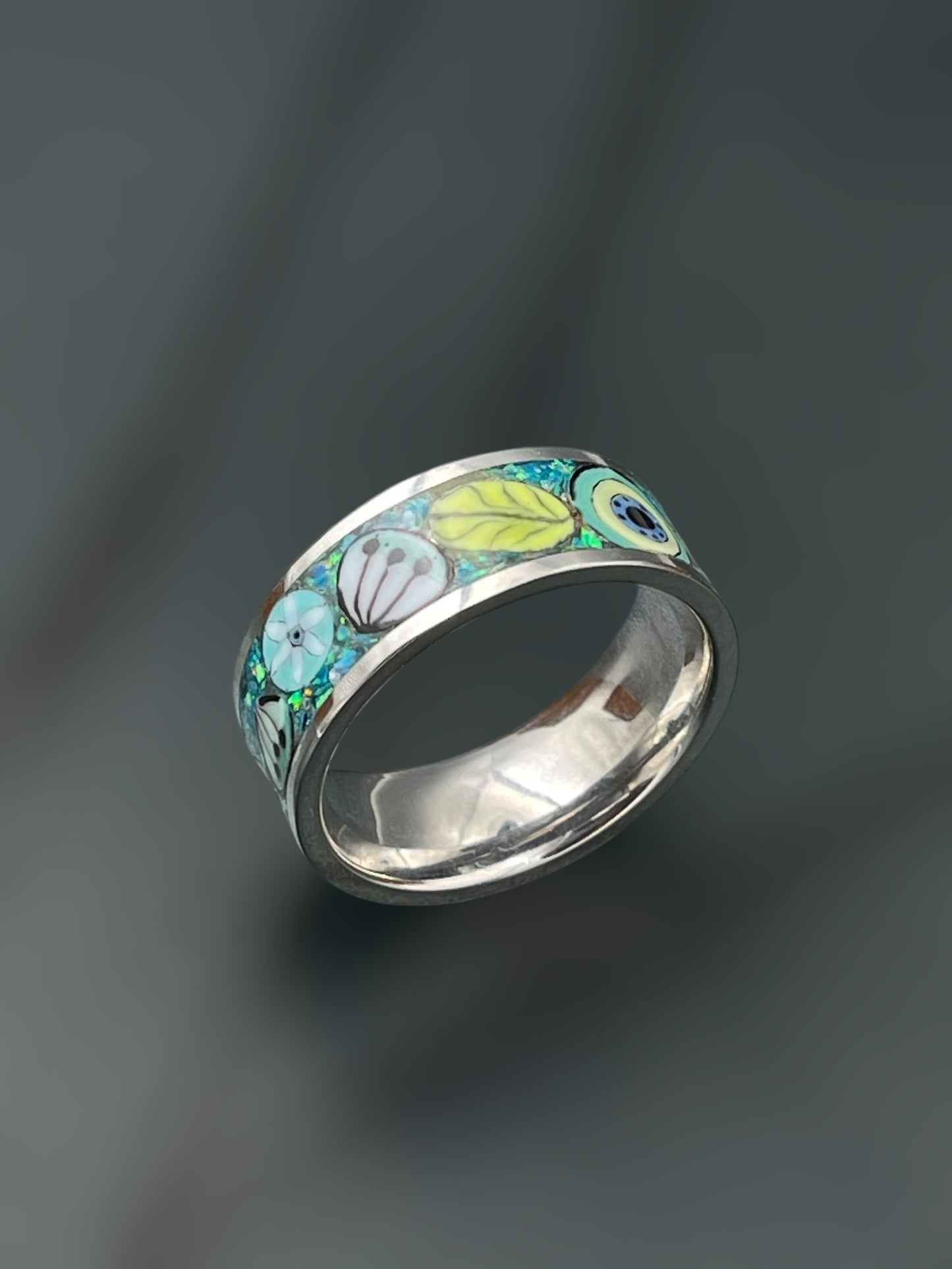 Caribbean Mosaic Murrine Inlay Ring 9