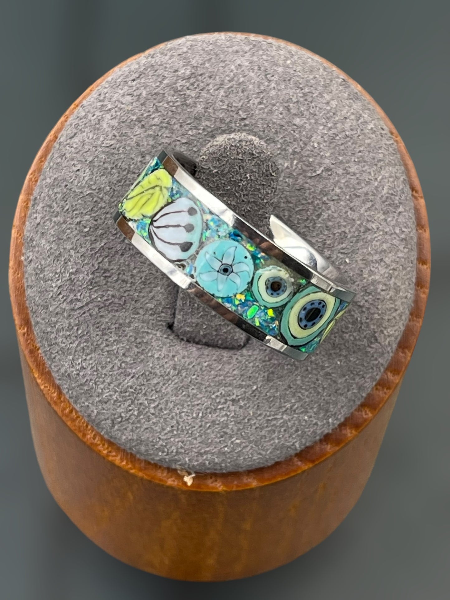 Caribbean Mosaic Murrine Inlay Ring 9