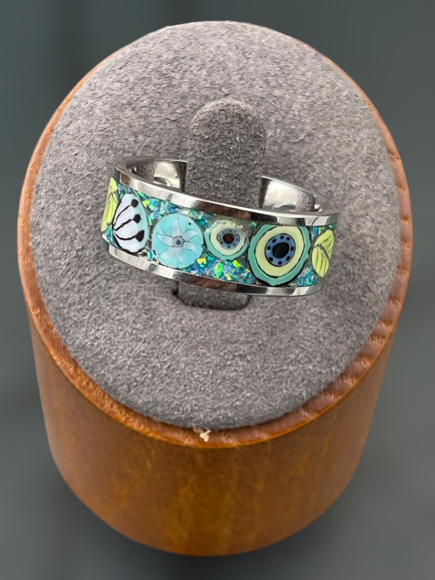 Caribbean Mosaic Murrine Inlay Ring 9