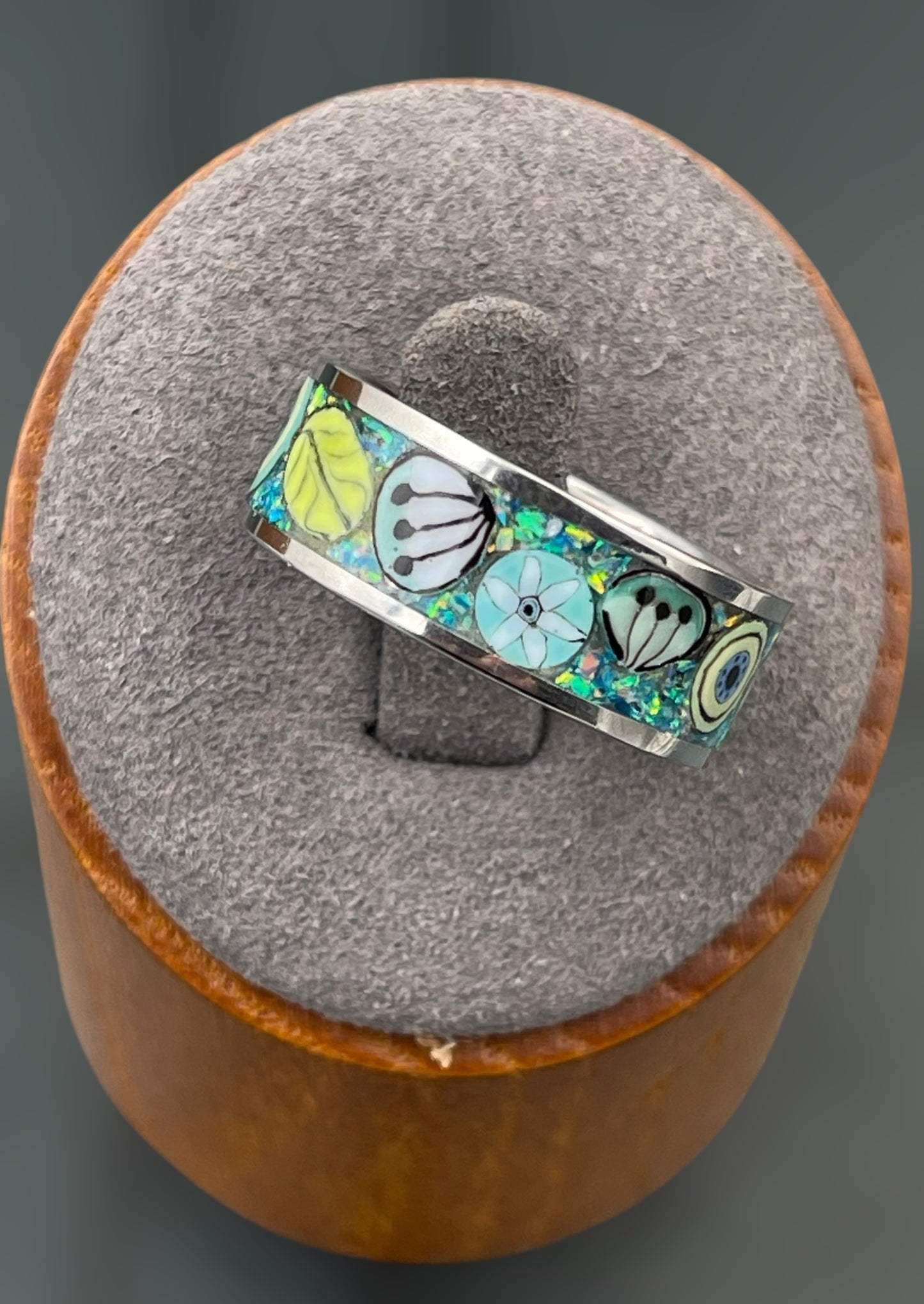 Caribbean Mosaic Murrine Inlay Ring 9