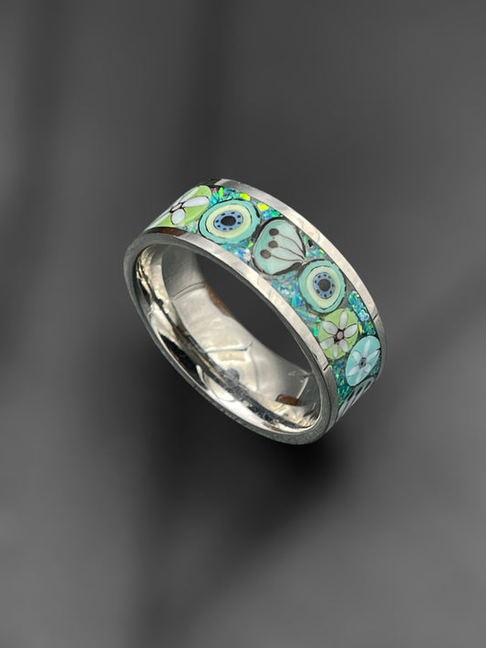 Caribbean Mosaic Murrine Inlay Ring 10.5