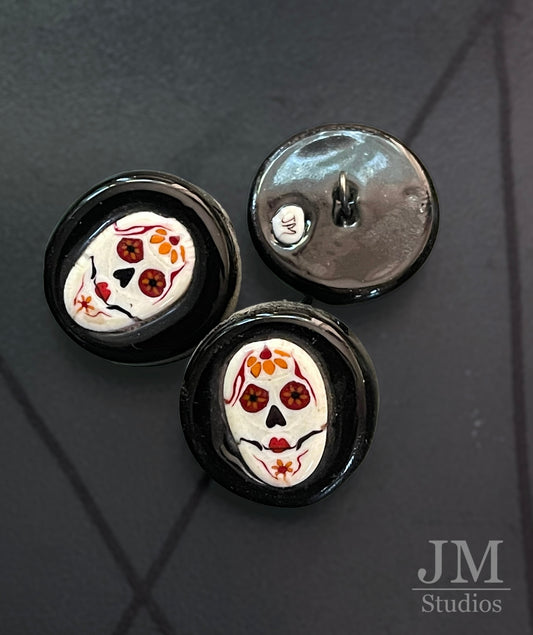 Red Day of the Dead Button 22mm