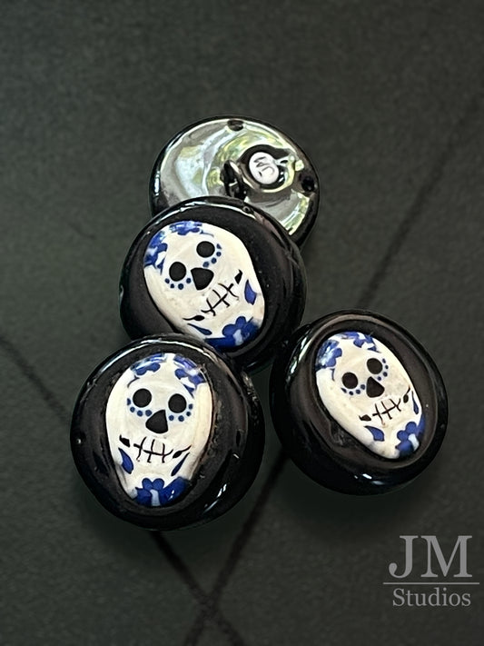Blue Day of the Dead Button 22mm