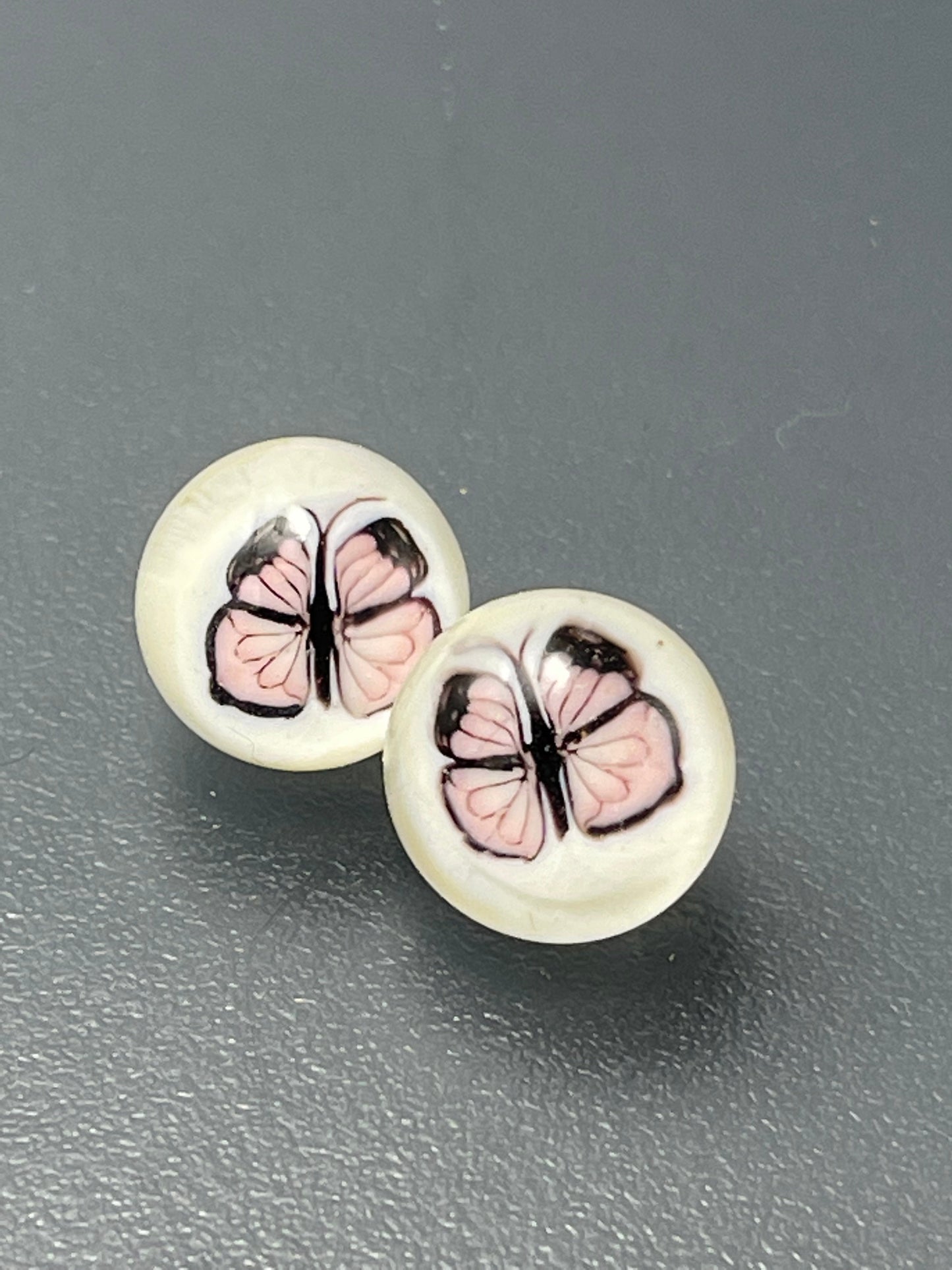 Pink Butterfly Buttons 14mm