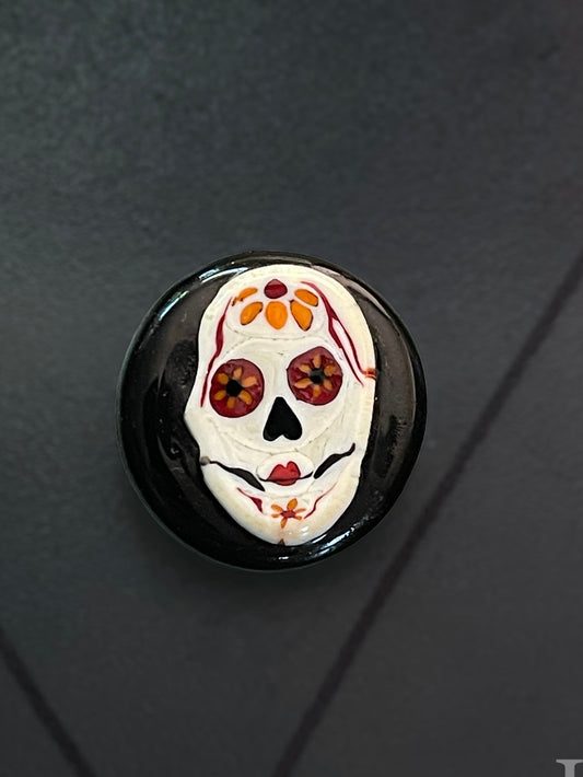 Red Day of the Dead Button 1”