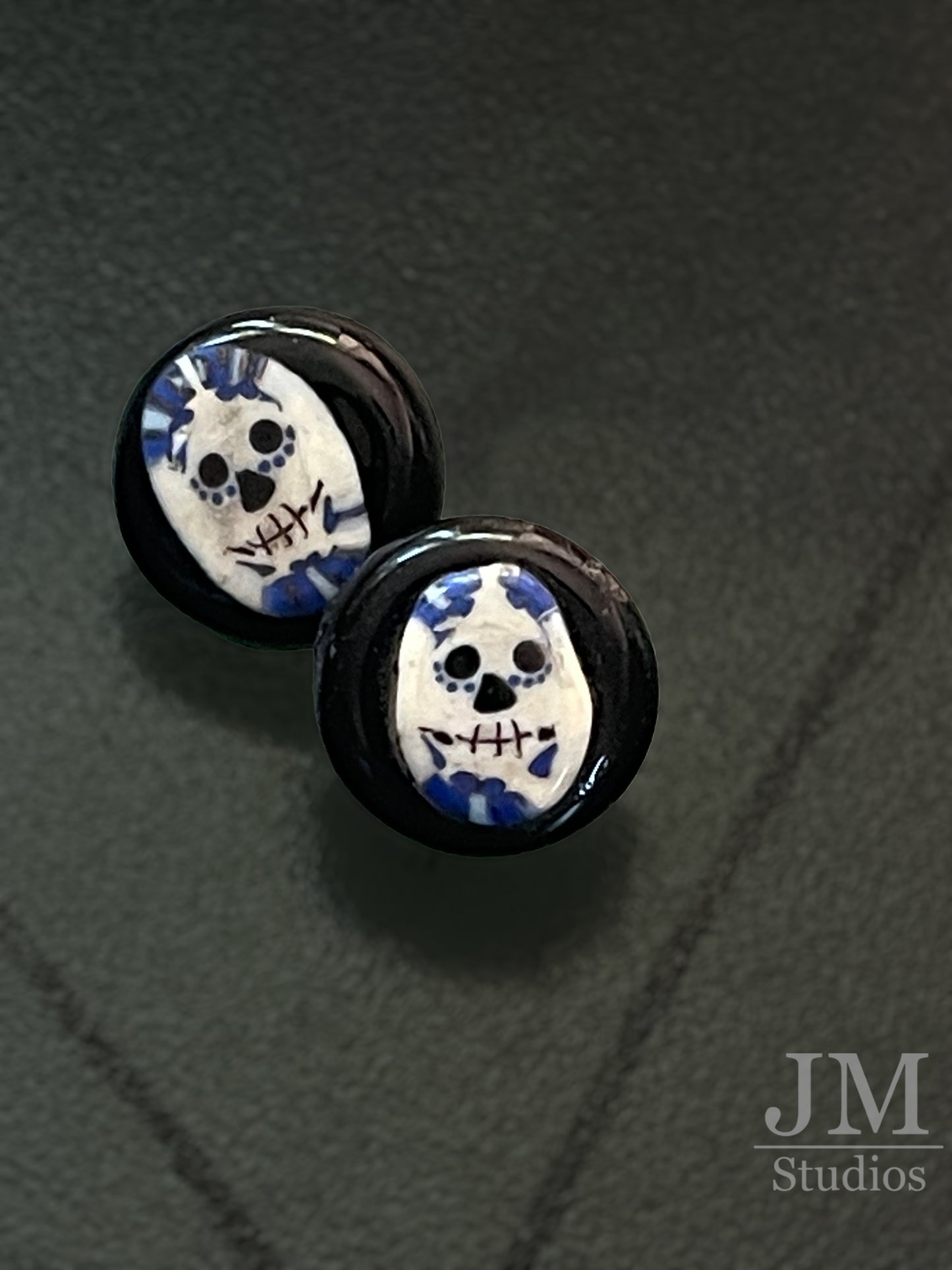 Blue Day of the Dead Button 14mm