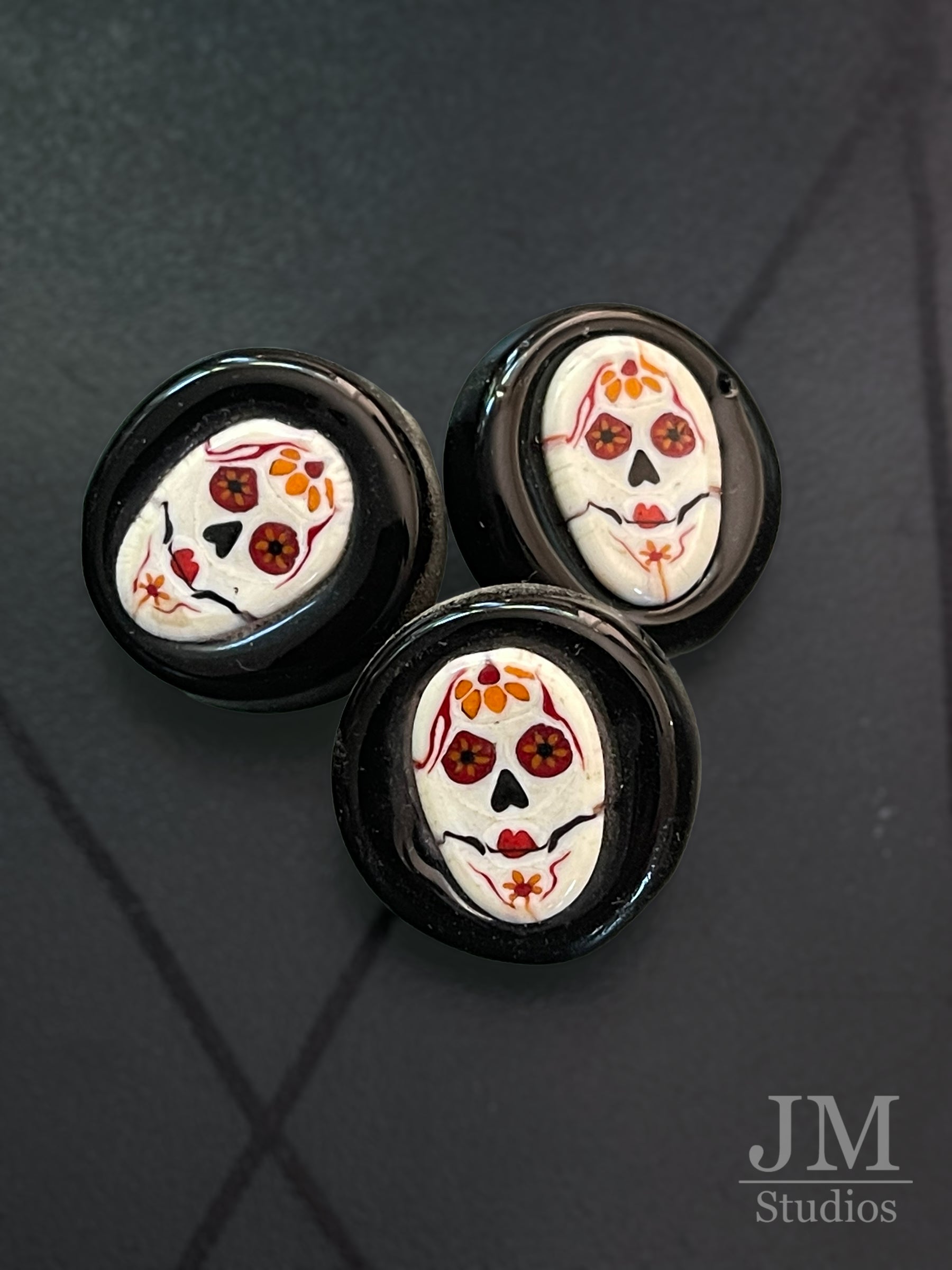 Red Day of the Dead Button 22mm – JodieMcDougallStudios