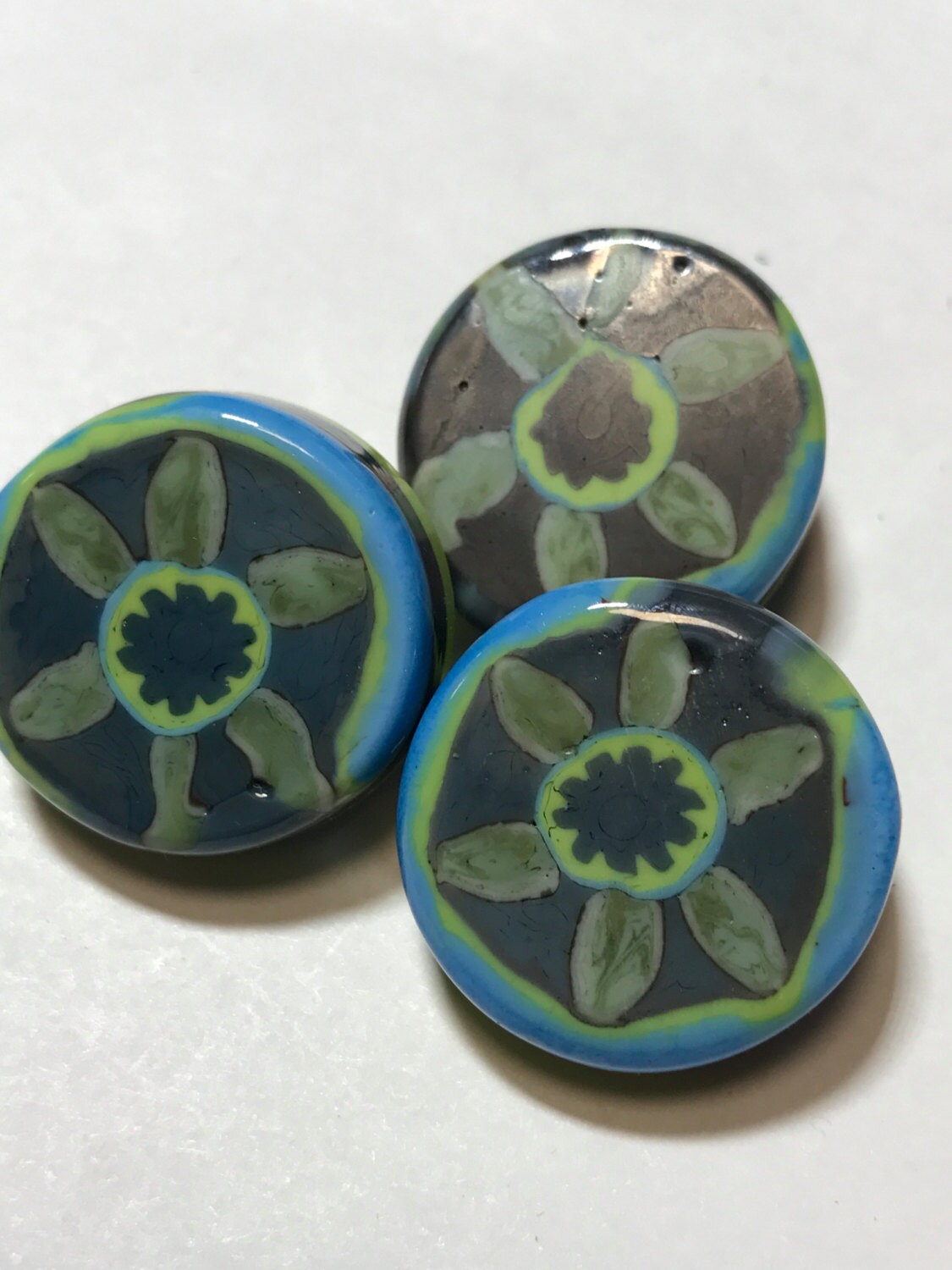 Denim Blooms Button 22mm