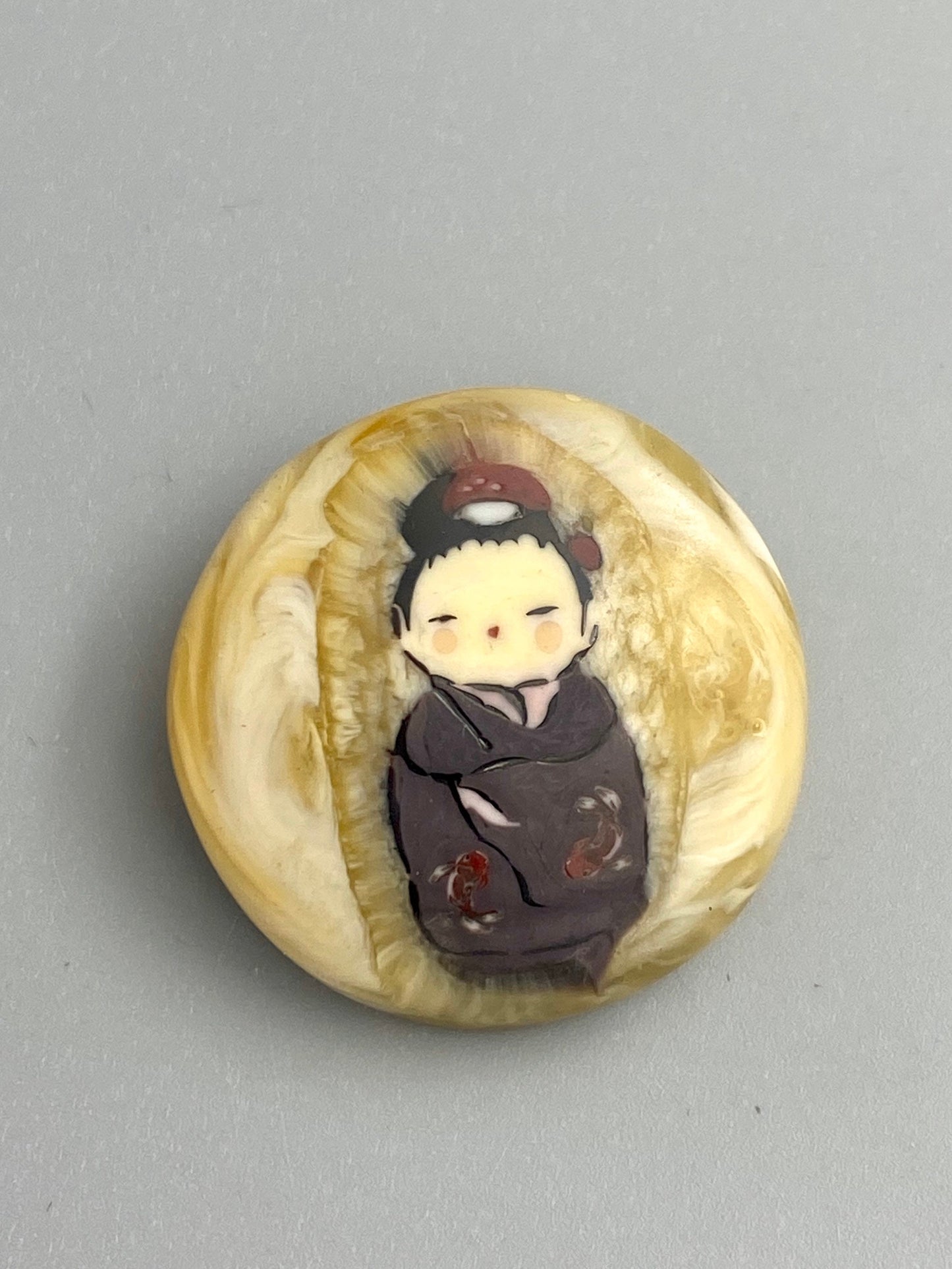 Kokeshi Doll Button 1.3”