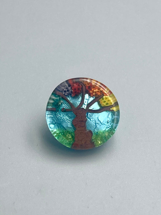 Rainbow Tree Button 25mm