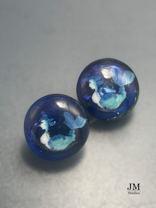 Deep Blue Mermaid Button 20mm
