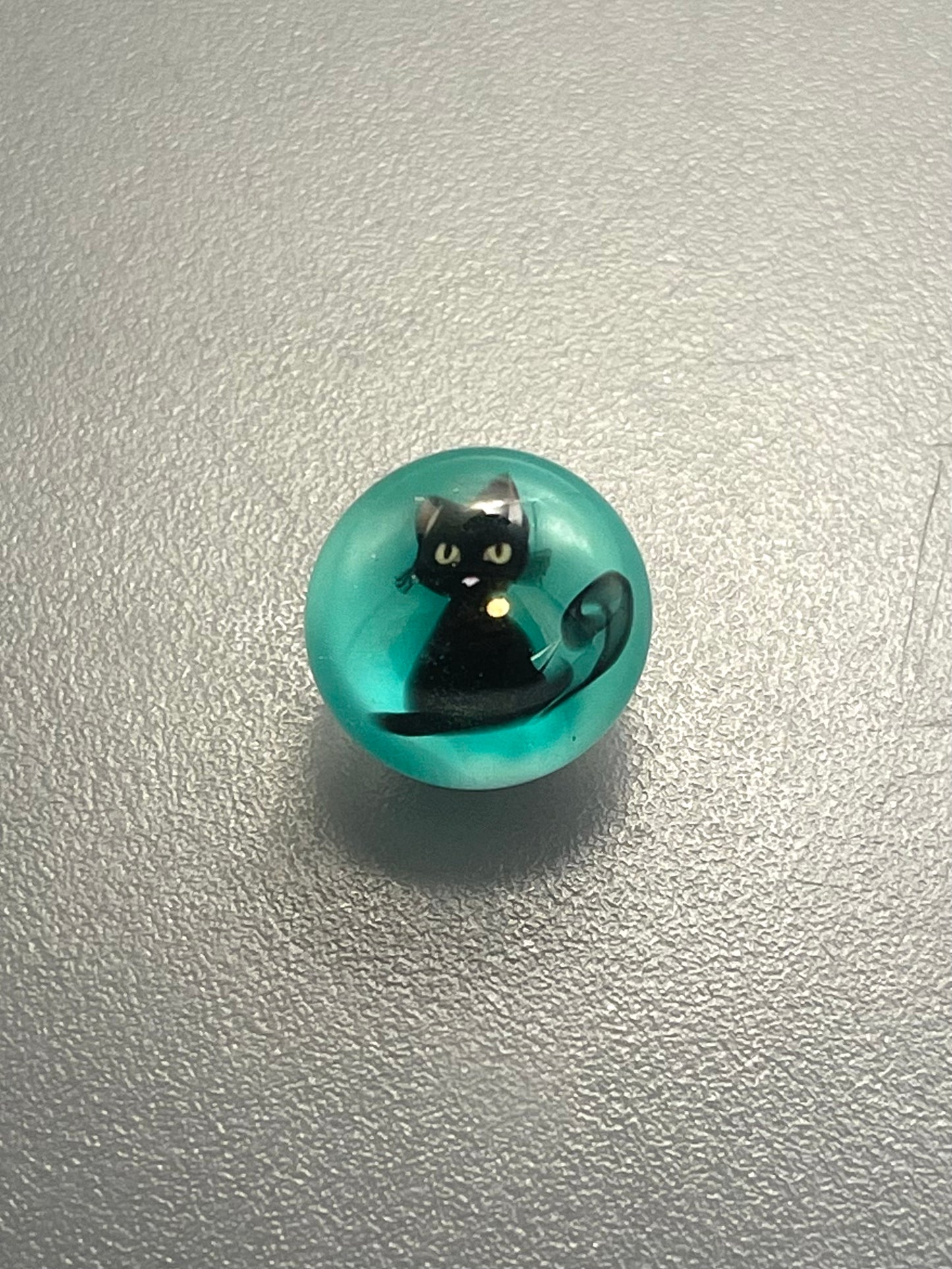 Teal Black Cat Button 14mm